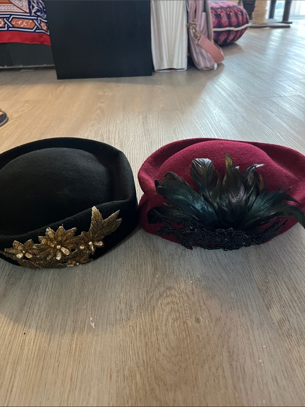 Vintage 100% Wool Embellished Hats